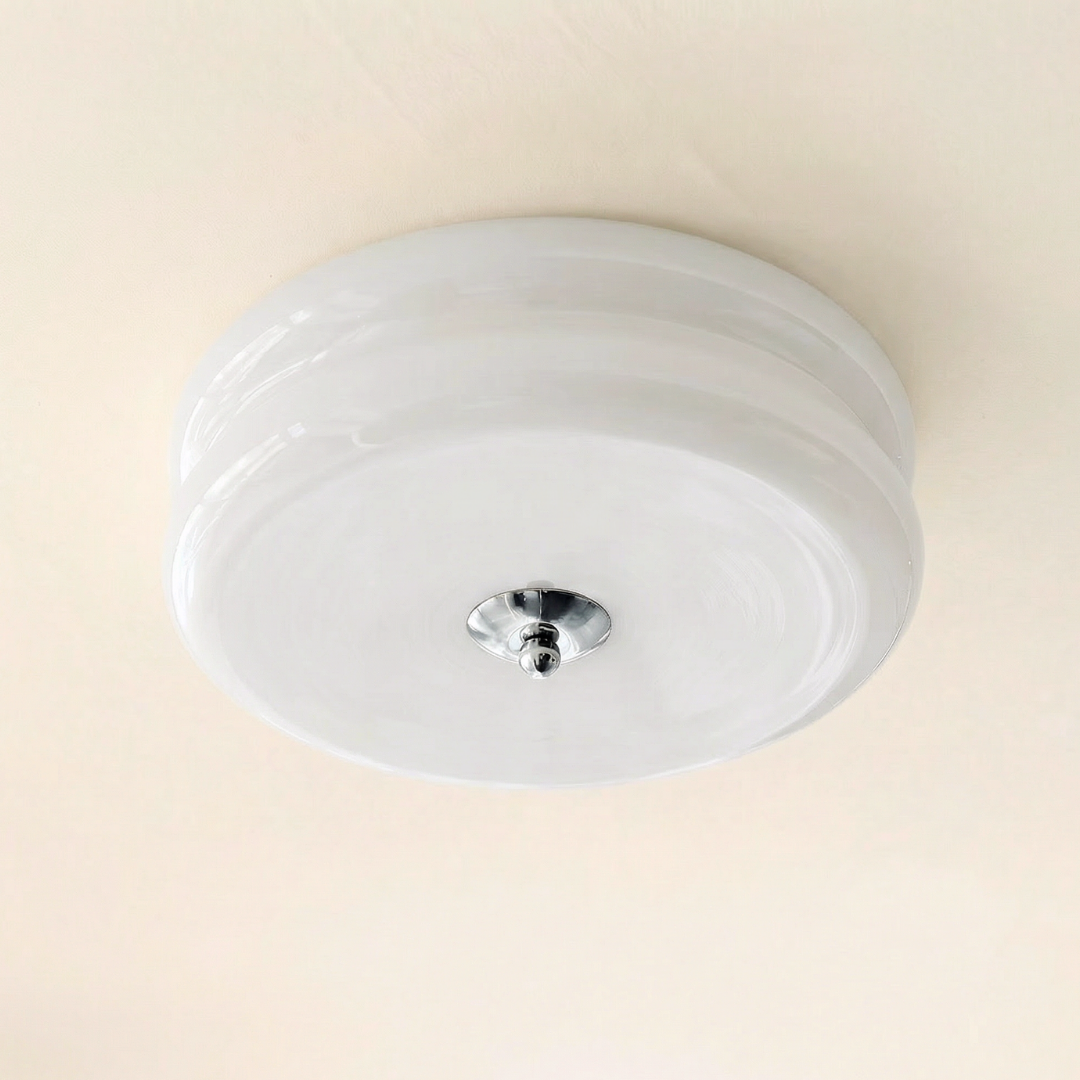 Vintage Glass Ceiling Light with Integrated LED | Available in Gold or Chrome | Decorative Fixture for Dining Rooms and Bedrooms