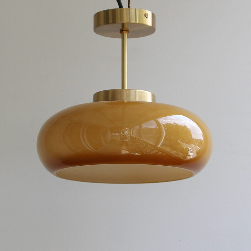 Bauhaus-Inspired Glass Ceiling Light | Hand-Blown Rounded Shade | Semi Flush Mount for Soft Ambient Lighting