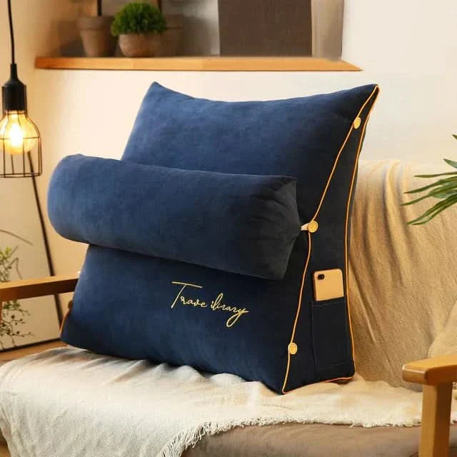 Wedge Back Support Pillow with Neck Roll | Angled Design for Comfort | Supports Reading, Resting, and Relaxing