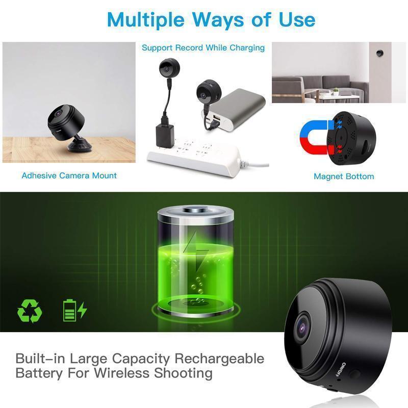 1080p WiFi Security Camera with Magnetic Base | 150 Degree View, Night Vision LEDs | App Control and Live Video