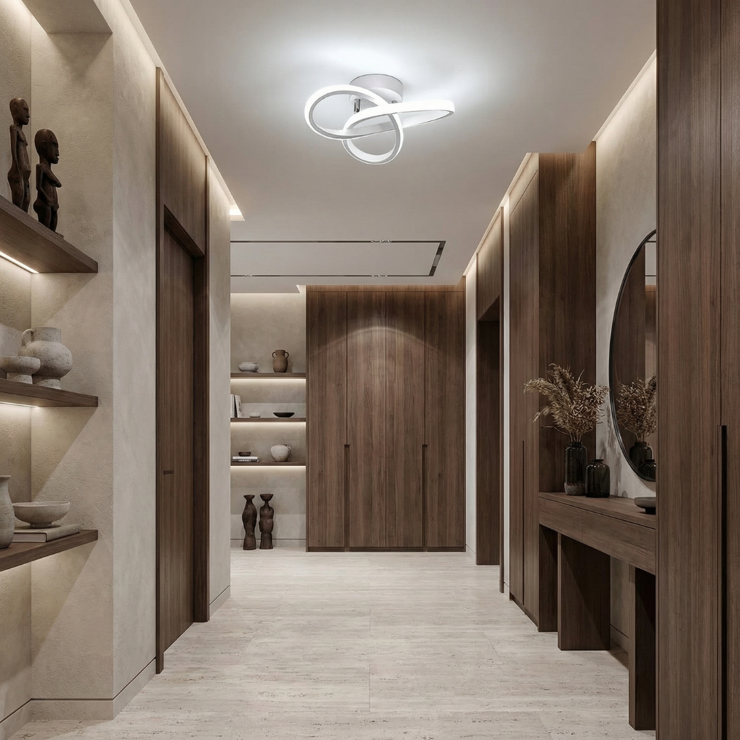 White LED Ceiling Light | Circular Flush Mount Design | Even Illumination for Hallways and Living Rooms
