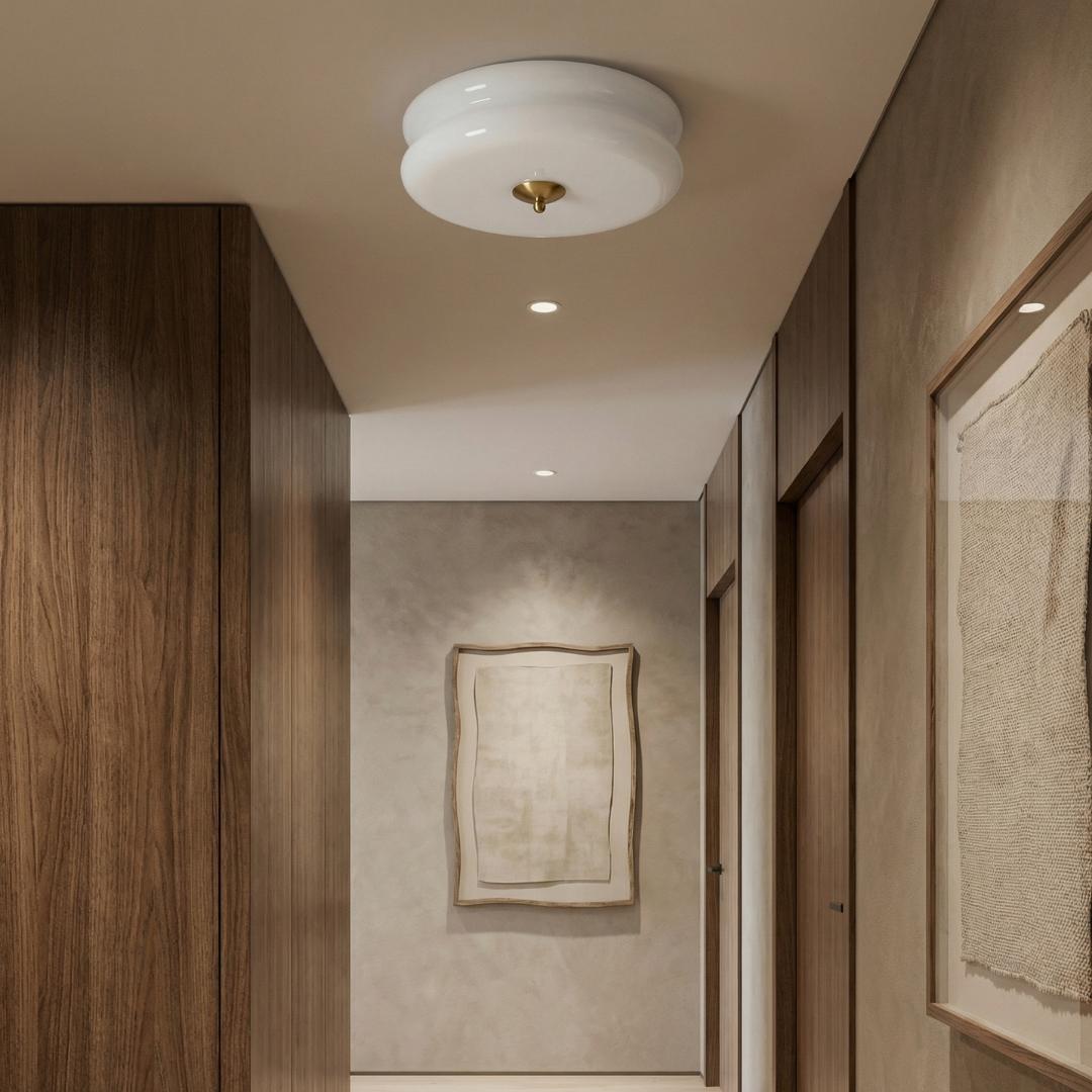 Vintage Glass Ceiling Light with Integrated LED | Available in Gold or Chrome | Decorative Fixture for Dining Rooms and Bedrooms