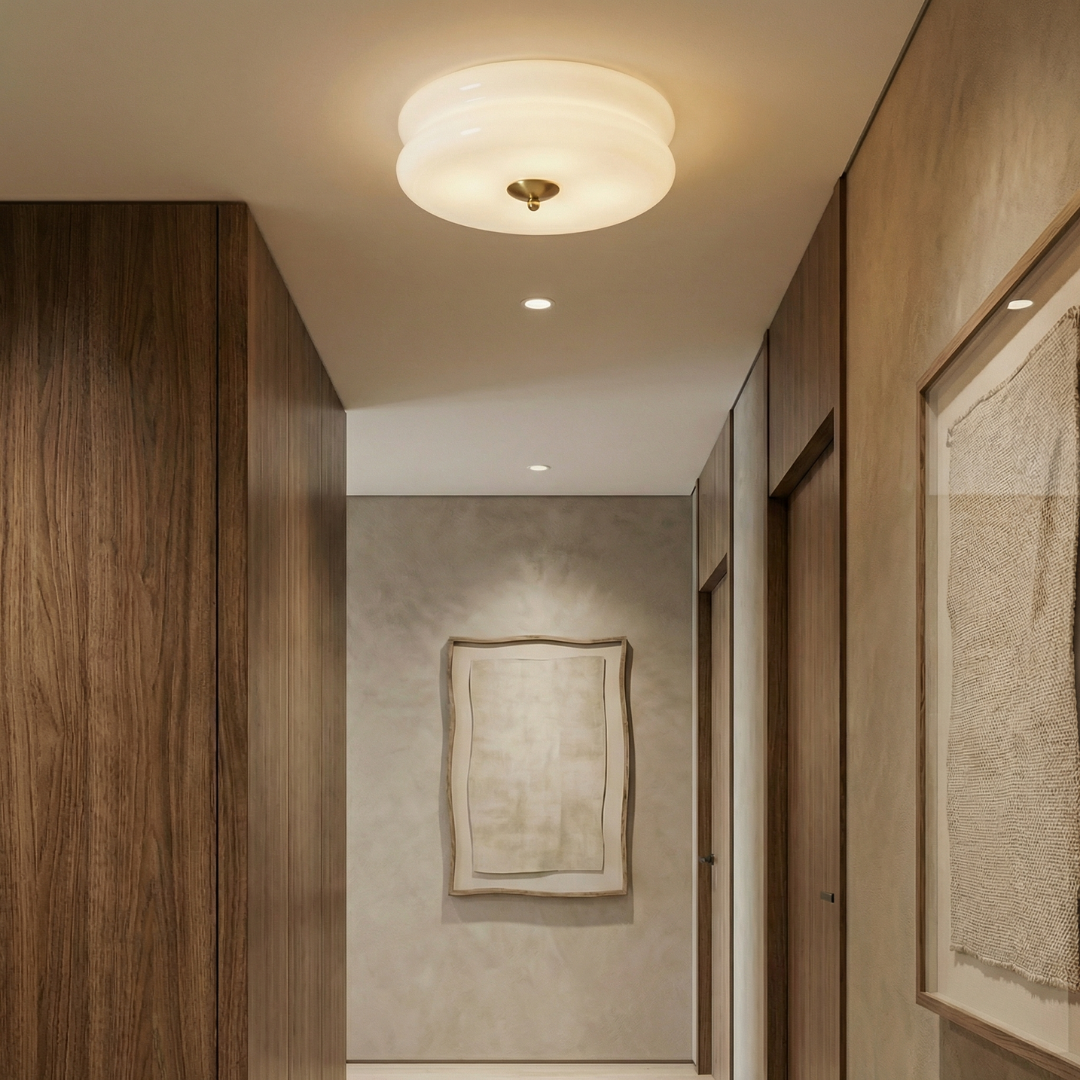Vintage Glass Ceiling Light with Integrated LED | Available in Gold or Chrome | Decorative Fixture for Dining Rooms and Bedrooms