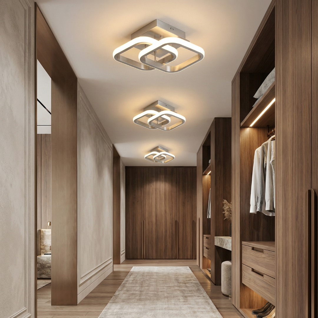 White LED Ceiling Light | Circular Flush Mount Design | Even Illumination for Hallways and Living Rooms