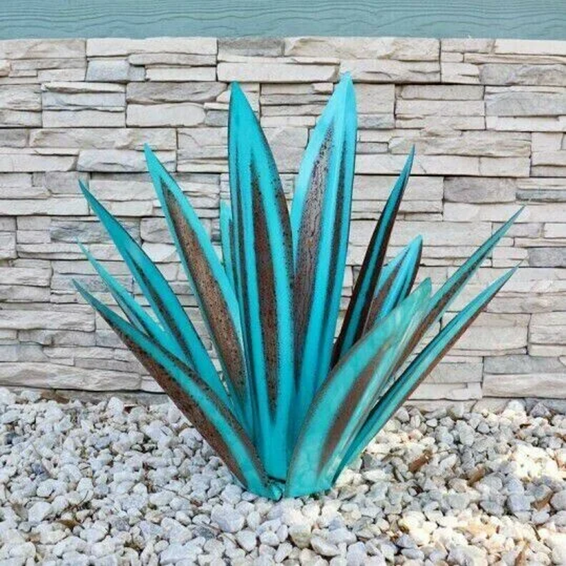 Hand Finished Agave Garden Metal Art for Yard or Patio | Weatherproof, Set Up Without Tools | Two Heights, 27 or 35 cm, Four Colors