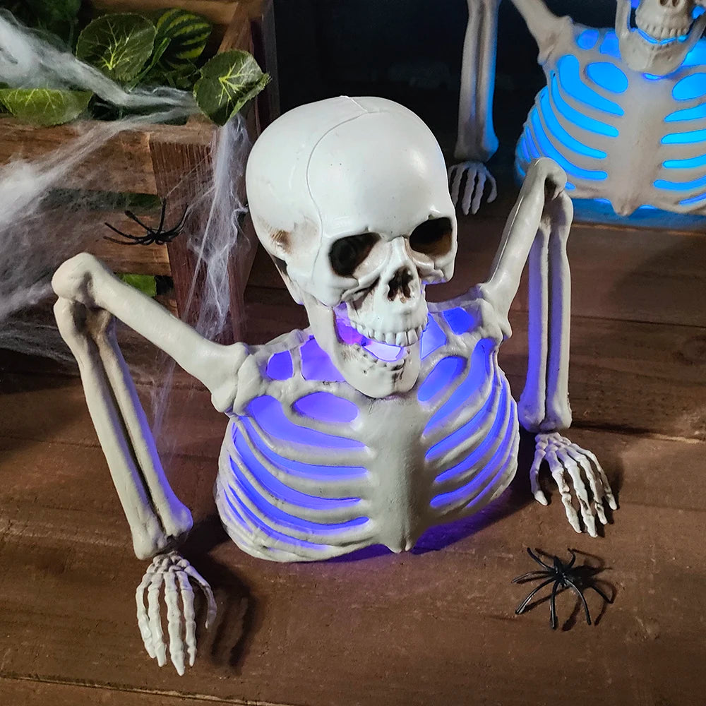Glowing Halloween Skeleton Decoration | 9 X 7 X 3 In Hard Plastic Torso With Color Lights | Battery Powered, 9.1 Oz