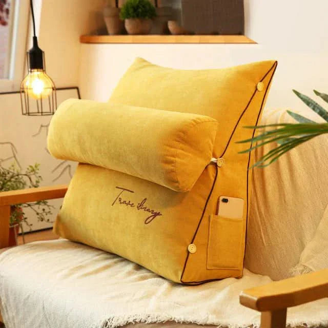 Wedge Back Support Pillow with Neck Roll | Angled Design for Comfort | Supports Reading, Resting, and Relaxing