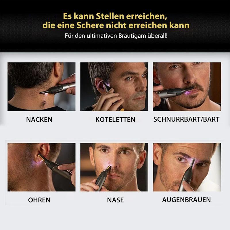 Nose Hair Trimmer with LED Light | Cordless Eyebrow and Ear Detail Shaver | Titanium Coated Stainless Steel Blade