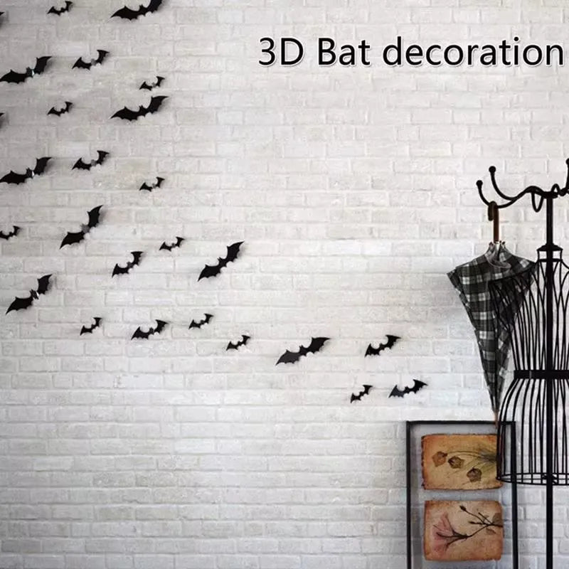Halloween bat decals mounted around a doorway