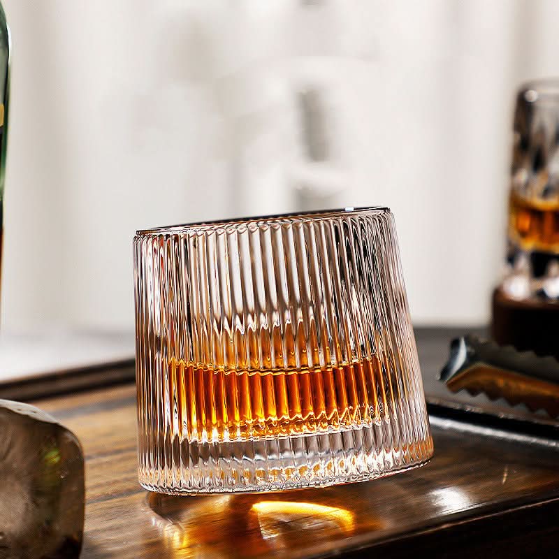 Spinning Japanese Edo Whiskey Glass Set | Heat-Resistant Edo Glass, 5.5 fl oz | Aerates and Enhances Whiskey Aroma