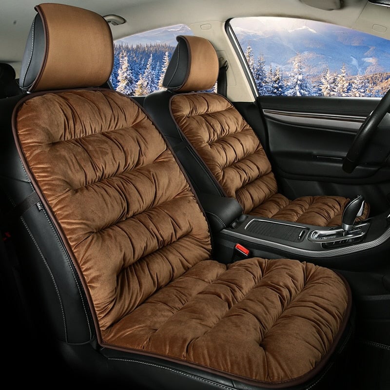 Plush Car Seat Cushion with Full Backrest | 105 x 49 cm Thick Padded Winter Pad | Available in 4 Colors