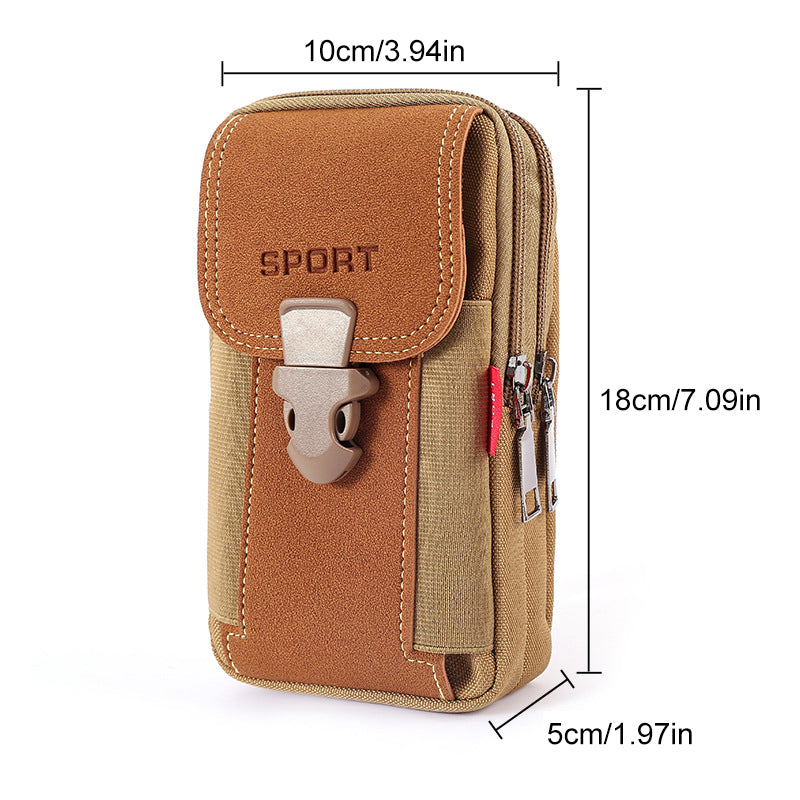 Canvas Phone Pouch for Men with a Belt Loop | Two Compartment Waist Bag for Keys Cards and Cash up to 6.1 Inch