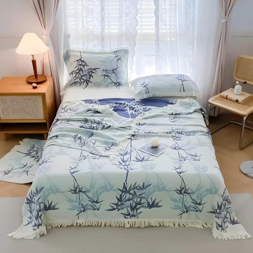 Bamboo Cotton Reversible Jacquard Quilt | Two Looks in One Blanket | Everyday Comfort for Bedding