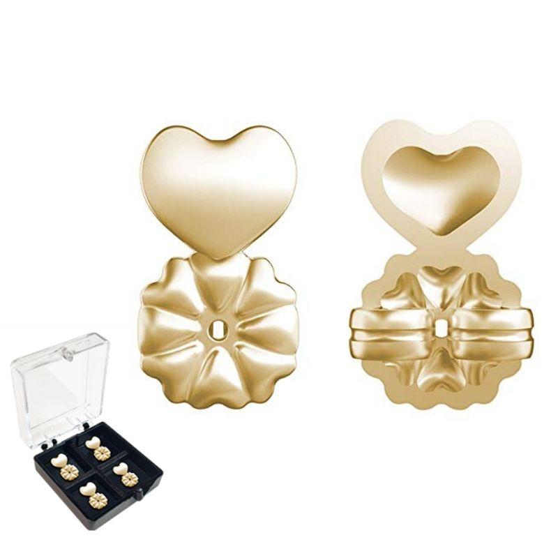 Earring Lifters for Heavy Stud Earrings | Hinged Heart Back Holds the Post Upright | Adjustable, in Silver or Gold
