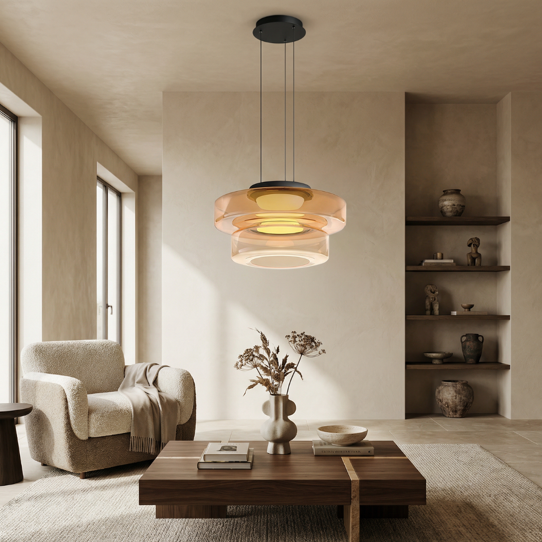 Bauhaus Glass Pendant Light | Smooth Geometric Shade | Ceiling-Suspended Lighting for Kitchens and Living Areas