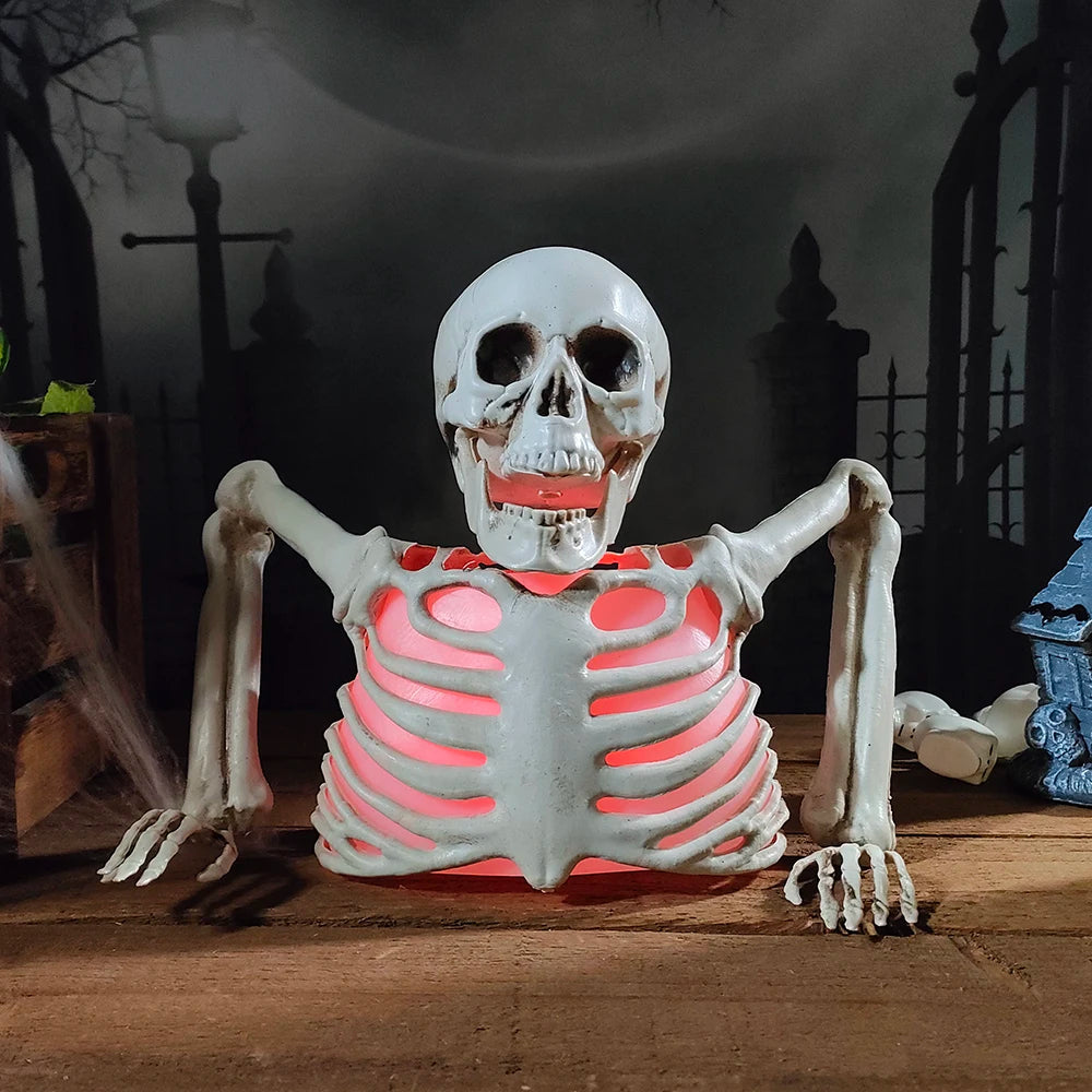 Glowing Halloween Skeleton Decoration | 9 X 7 X 3 In Hard Plastic Torso With Color Lights | Battery Powered, 9.1 Oz