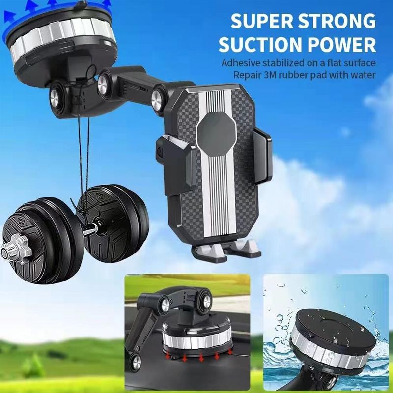 Suction Cup Car Phone Holder for Dashboard and Windshield | One Touch Lock with Telescopic Arm and 360 Swivel