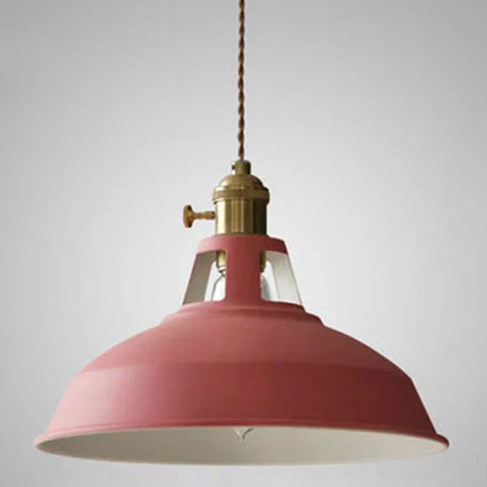 Industrial Retro Metal Pendant Light Ceiling Fixture with E27 Socket | Adjustable Textile Cord | 7 Colors