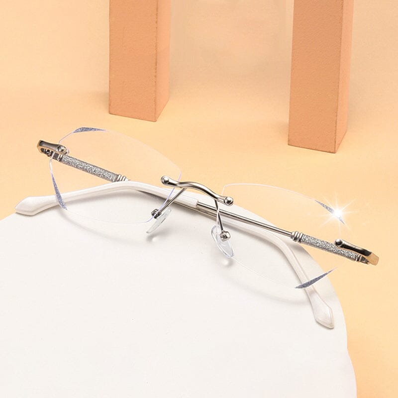 Rimless Reading Glasses with a 95% Blue Light Filter | Lightweight 18g Metal Frame in Gold or Silver