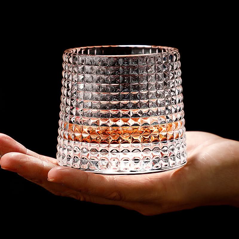Spinning Japanese Edo Whiskey Glass Set | Heat-Resistant Edo Glass, 5.5 fl oz | Aerates and Enhances Whiskey Aroma