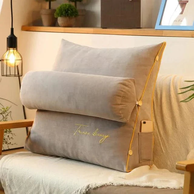 Wedge Back Support Pillow with Neck Roll | Angled Design for Comfort | Supports Reading, Resting, and Relaxing
