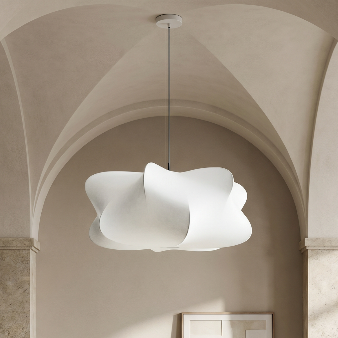 Silk Pendant Lamp with Wabi Sabi Design | Organic Sculptural Shade | Soft Diffused Lighting for Living Rooms and Lounges