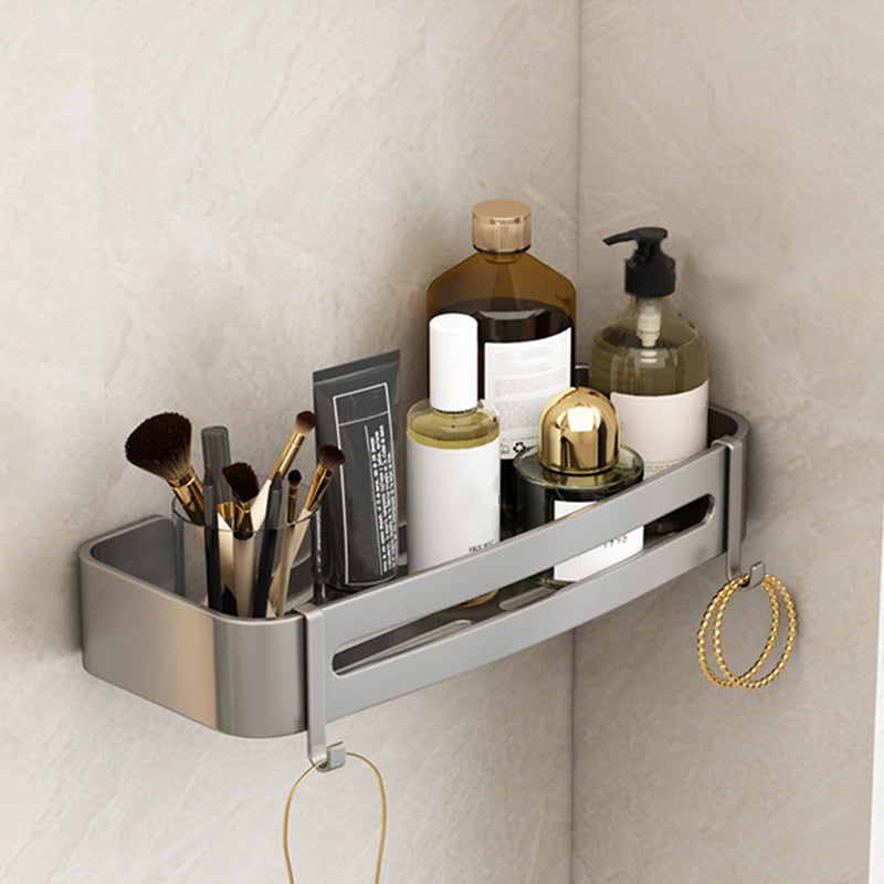 Aluminum Shelves for Bathroom Wall in Gray | Square or Corner Shapes, Some with a Towel Rail | Sold Singly or in Sets of Two and Three