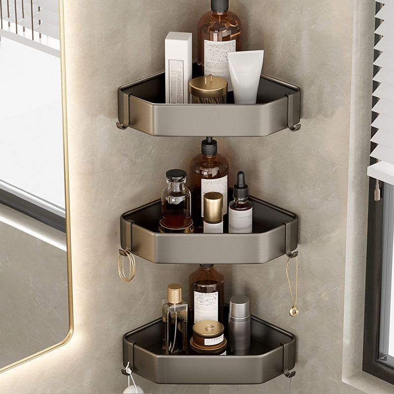 Aluminum Shelves for Bathroom Wall in Gray | Square or Corner Shapes, Some with a Towel Rail | Sold Singly or in Sets of Two and Three