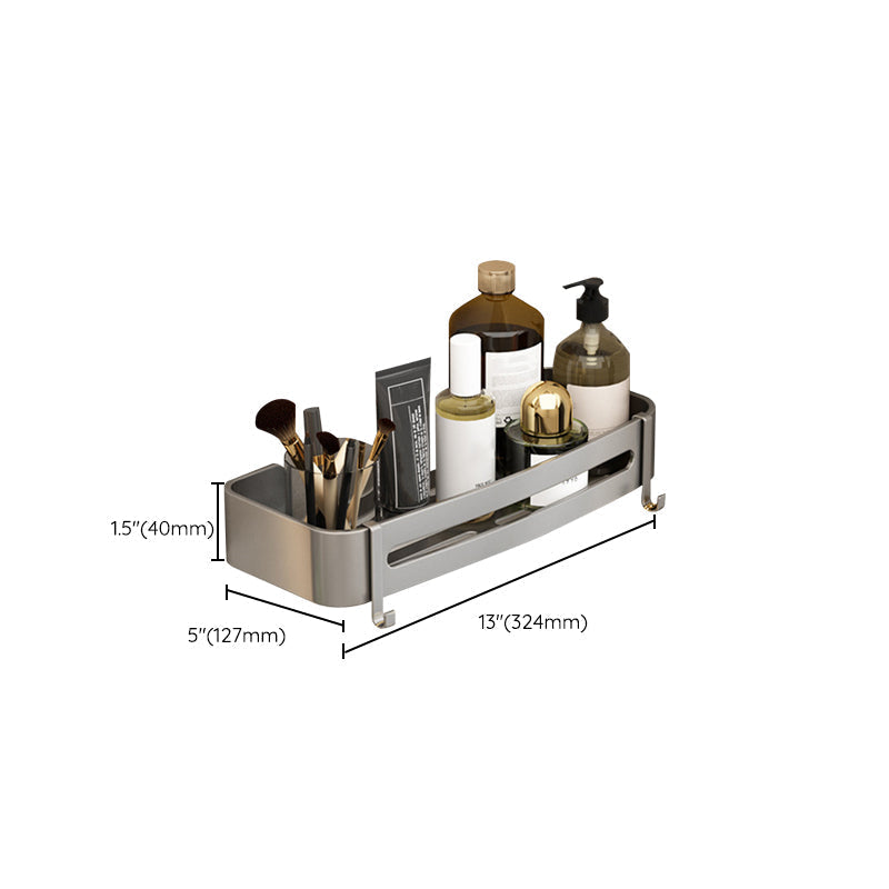 Aluminum Shelves for Bathroom Wall in Gray | Square or Corner Shapes, Some with a Towel Rail | Sold Singly or in Sets of Two and Three