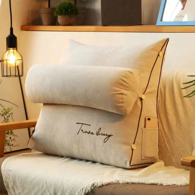 Wedge Back Support Pillow with Neck Roll | Angled Design for Comfort | Supports Reading, Resting, and Relaxing