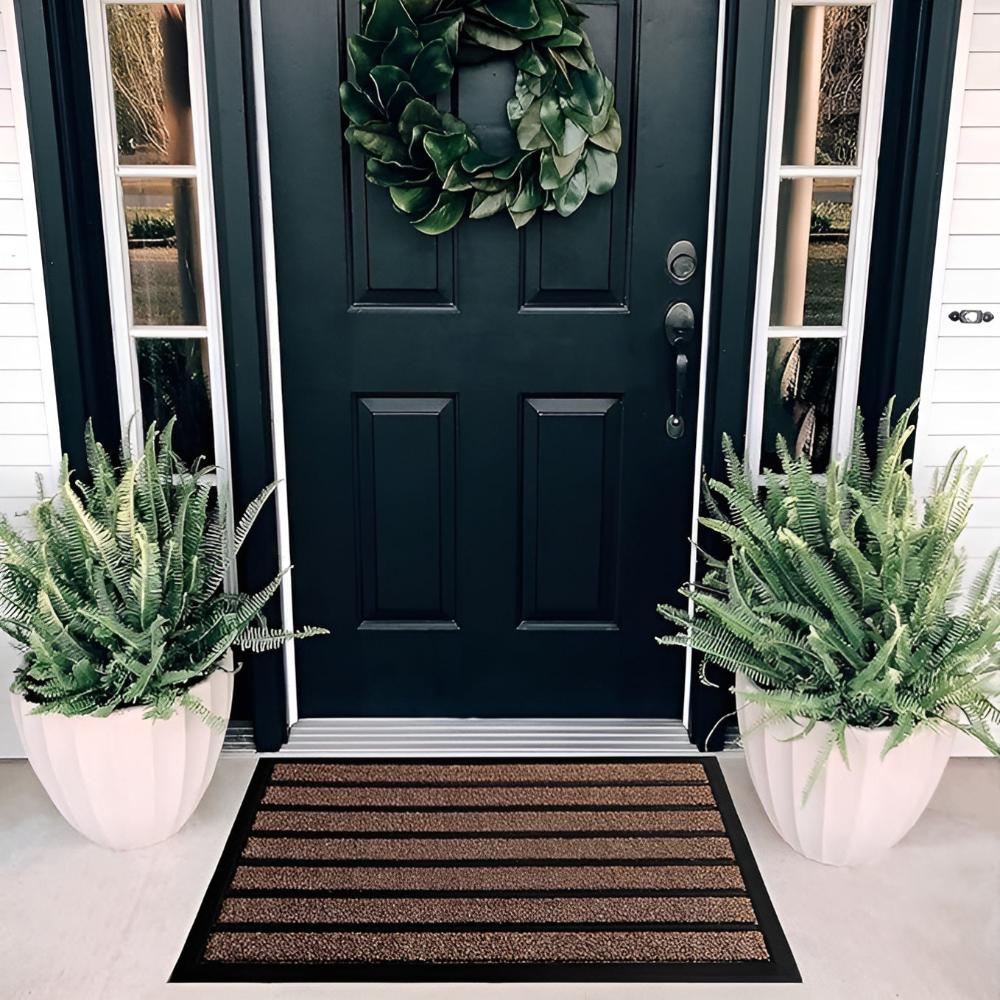 Striped Door Mat with Non-Slip Backing | Stable for High-Traffic Entryways | Durable for Daily Use