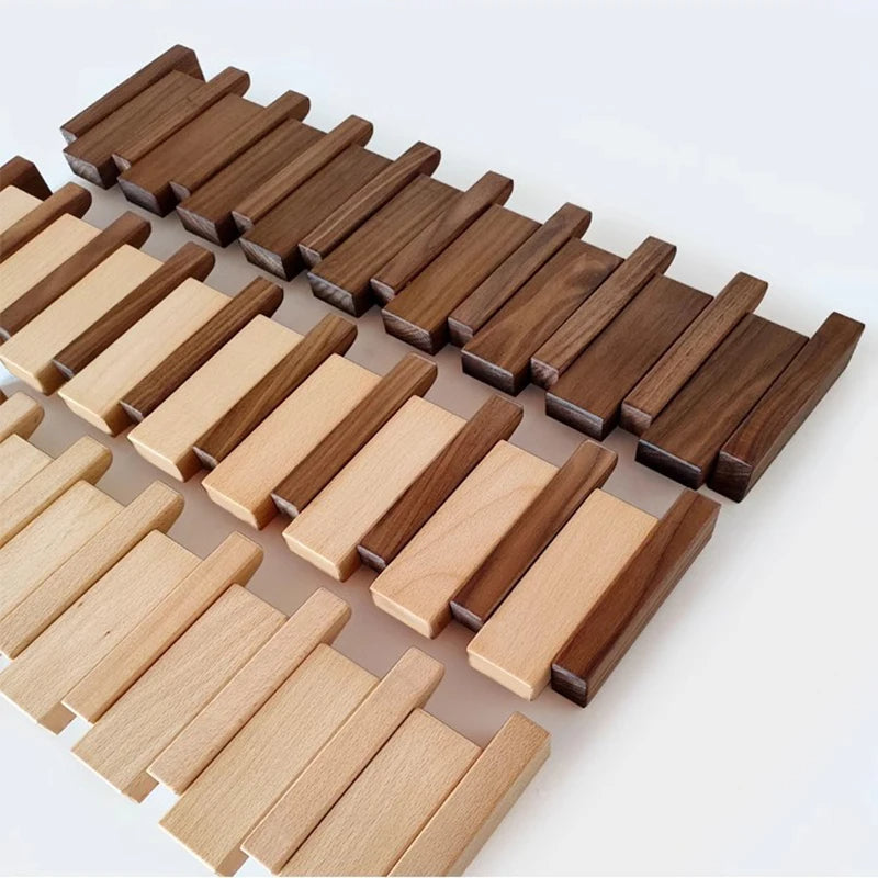 Wooden Coat Racks for Wall with Folding Hooks | Piano Key Design in Walnut or Beech for the Hallway and Entryway