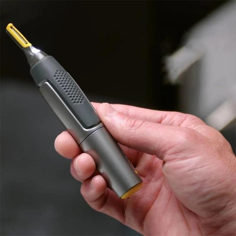 Nose Hair Trimmer with LED Light | Cordless Eyebrow and Ear Detail Shaver | Titanium Coated Stainless Steel Blade