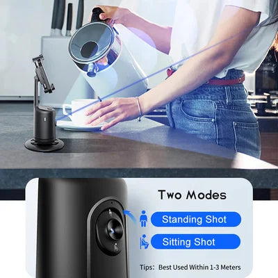 360 Rotation Phone Holder Automatic Face and Object Tracking | Gesture Control to Follow or Pause | Black, White or Pink