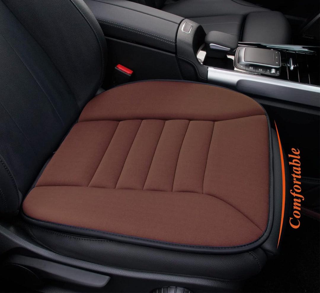 Memory Foam Car Seat Cushion, 21.2 by 18.5 Inches | Non-Slip Silicone Base, Breathable Cover | Brown, Black or Grey