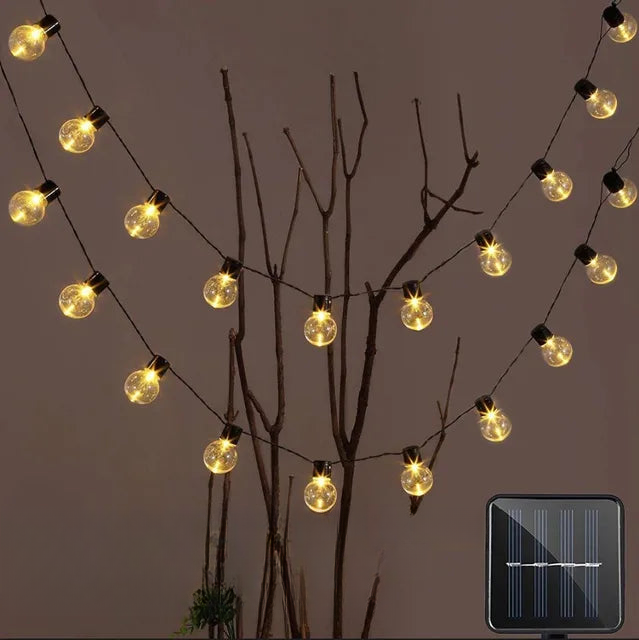 Solar String Fairy Lights for the Garden | Weather Resistant Globes That Come On at Dusk | 10, 20 or 38 Bulbs