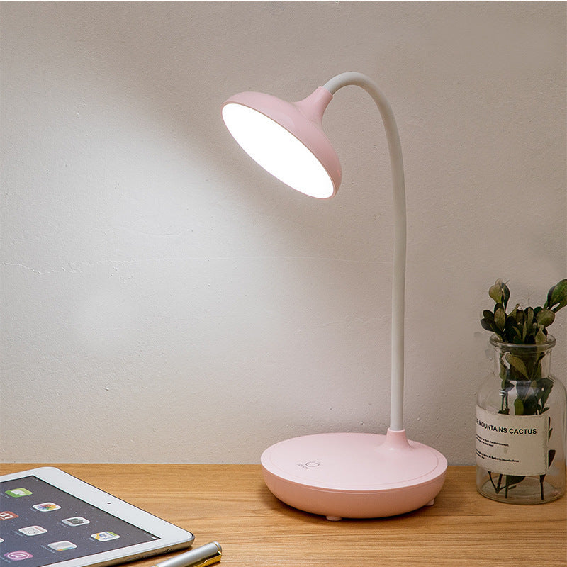 LED Desk Lamp with USB Charging and Touch Switch | Three Brightness Levels on an Adjustable Neck | Blue, Pink or White