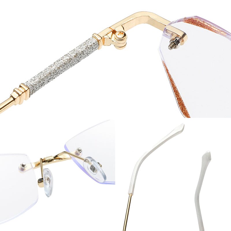 Rimless Reading Glasses with a 95% Blue Light Filter | Lightweight 18g Metal Frame in Gold or Silver