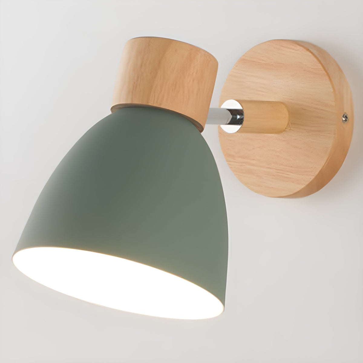 Nordic Wood Wall Sconce with an Adjustable Head for the Bedroom | Built In Switch and E27 Fitting | Five Colors