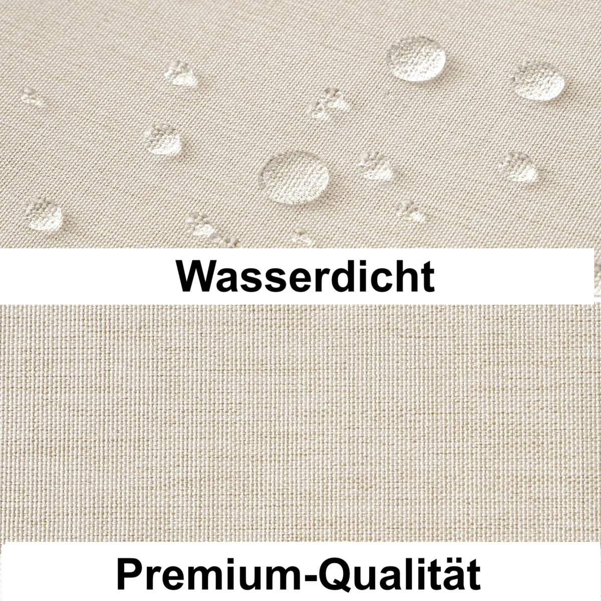 Beige Shower Curtain in a Thick Linen Look, Water Repellent | Black Metal Hooks Included | Quick Drying, Washable