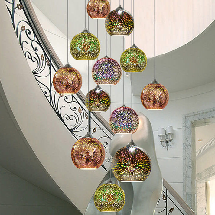 3D Firework Pendant Light | Layered Colorful Design | A Bold Ceiling Statement for Living Rooms and Dining Areas