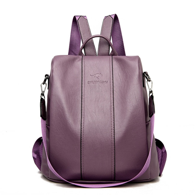 Anti Theft Travel Backpack for Women | Vintage PU Leather Convertible Shoulder Bag | Hidden Zip Pockets