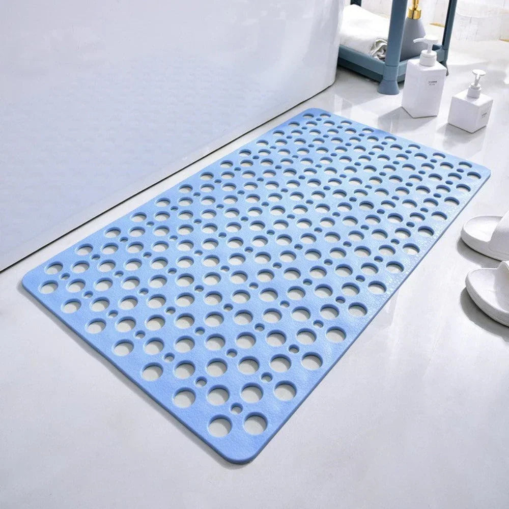 Shower Mat in PVC with TPE and Strong Suction Cups | Round Drain Holes Let Water Run Off Fast | Three Sizes, Six Colors