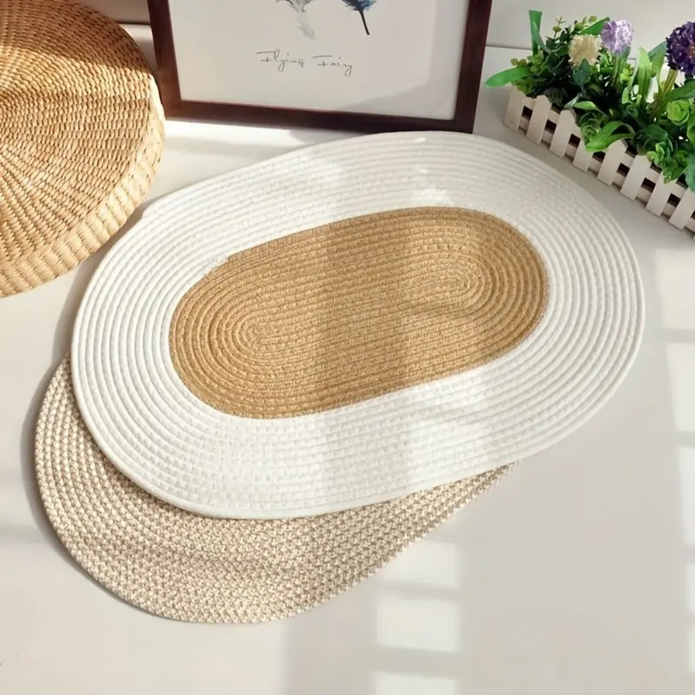 Braided Hemp Oval Rug | Textured Woven Construction | Versatile Floor Coverage for Any Indoor Space
