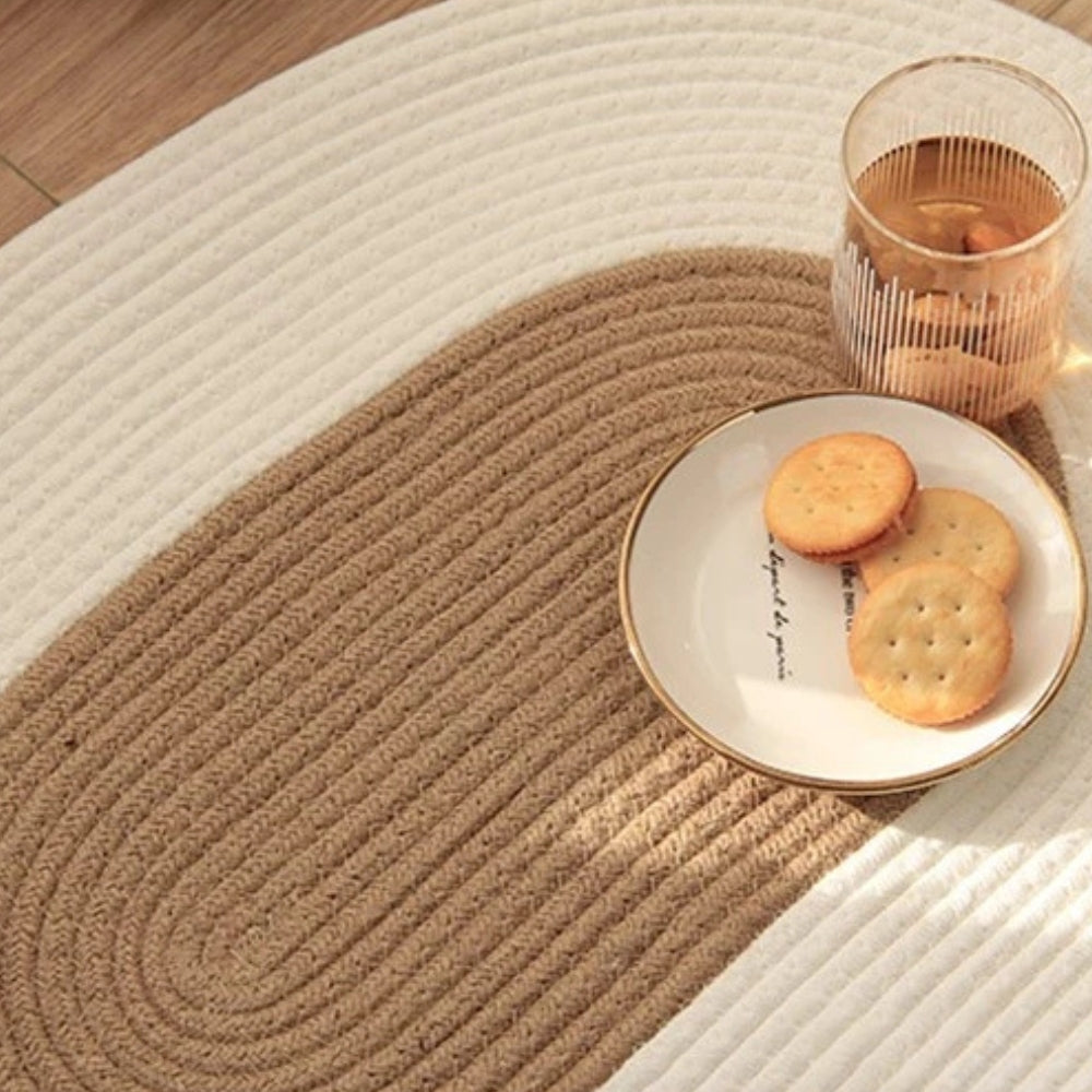 Braided Hemp Oval Rug | Textured Woven Construction | Versatile Floor Coverage for Any Indoor Space