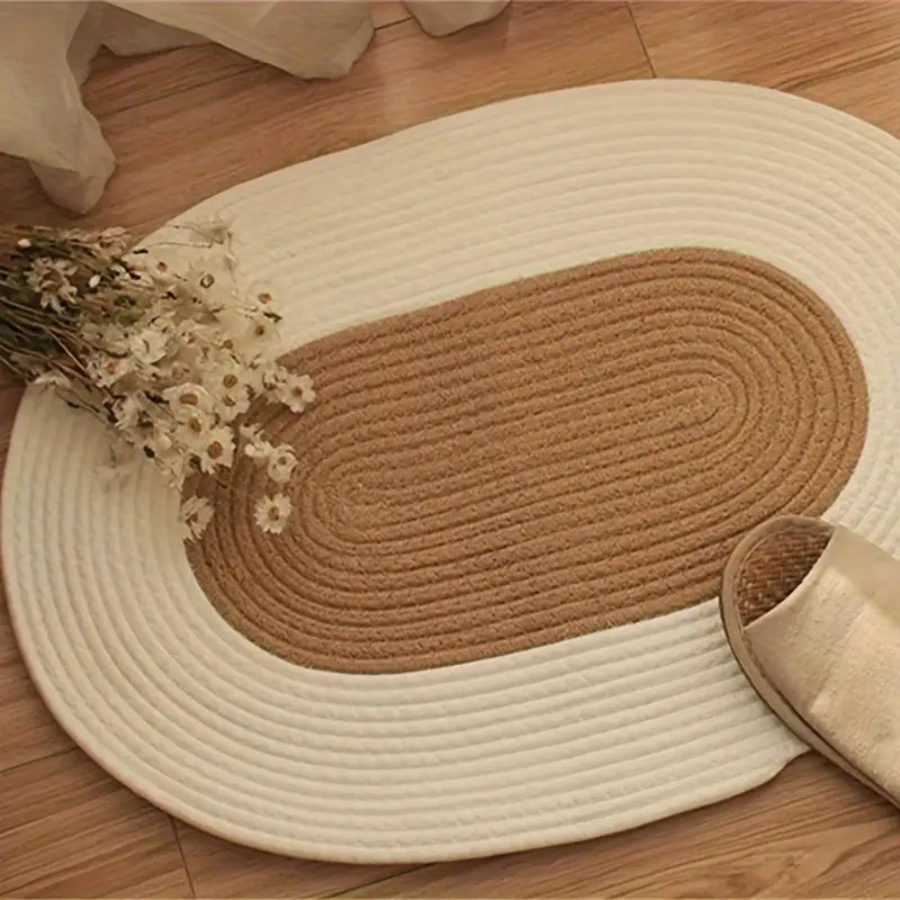 Braided Hemp Oval Rug | Textured Woven Construction | Versatile Floor Coverage for Any Indoor Space