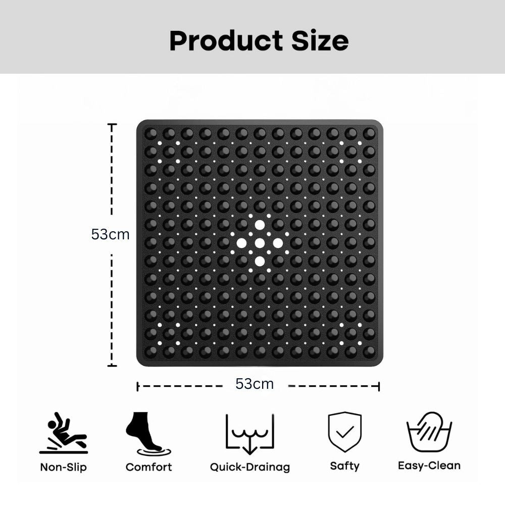 Non-Slip Suction Bath Mat | Suction Base for Secure Placement | Stable Footing for Showers and Bathtubs