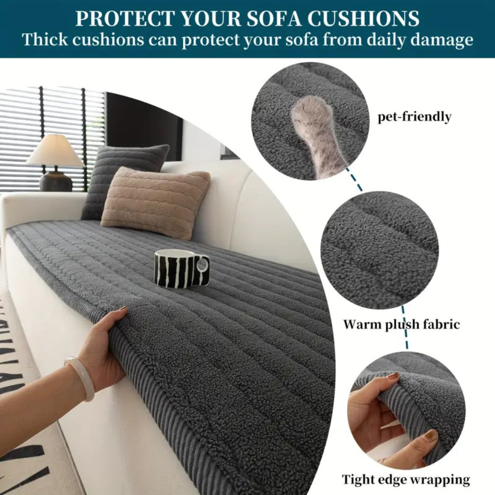 Thick Plush Sofa Cover Slipcover | Full Coverage, Soft Layer | Refreshes and Protects Your Seating