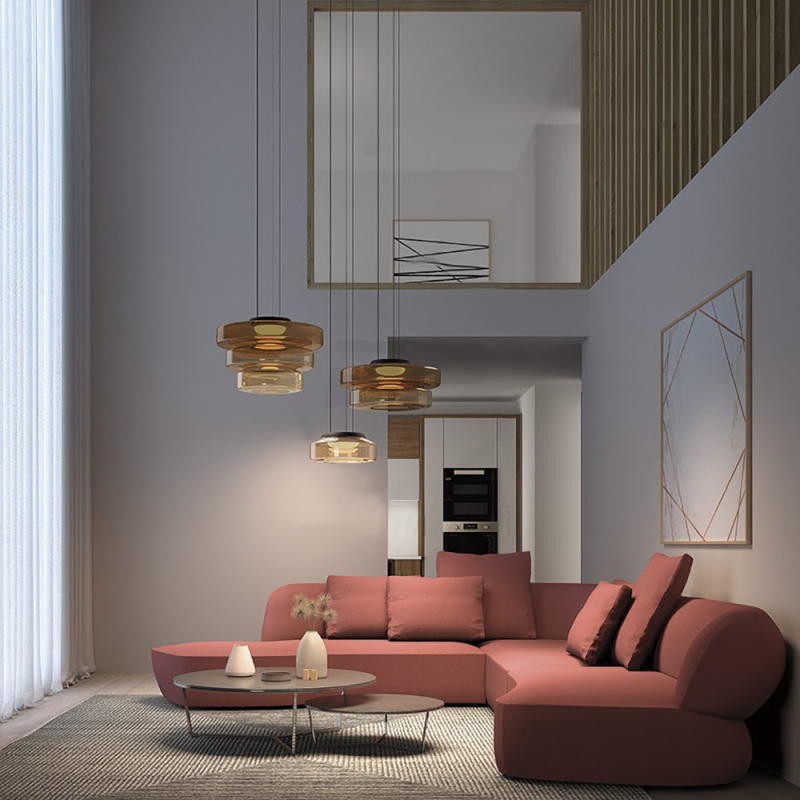 Bauhaus Glass Pendant Light | Smooth Geometric Shade | Ceiling-Suspended Lighting for Kitchens and Living Areas