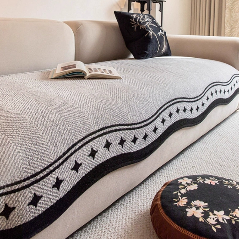Wave Pattern Sofa Cover with Anti-Slip Backing | Stays Securely in Place | Decorative Protection for Any Sofa